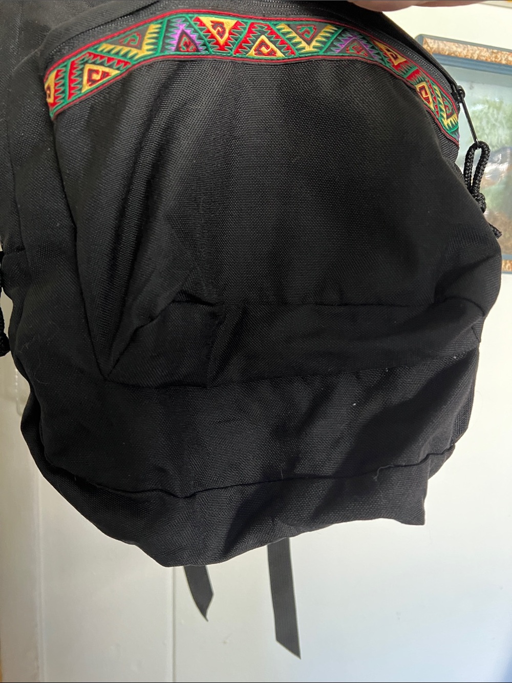 Vintage Jansport Black Backpack with Multicolor Aztec… - Gem